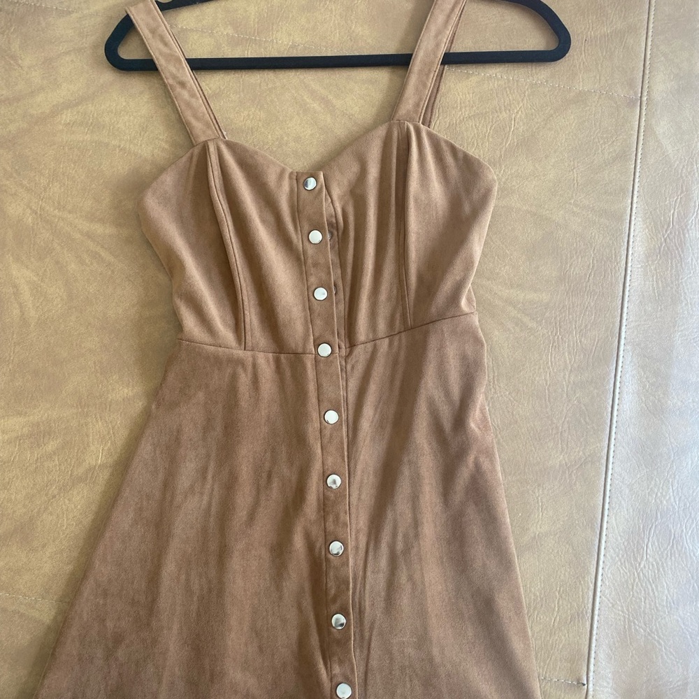 Mini brown button up dress